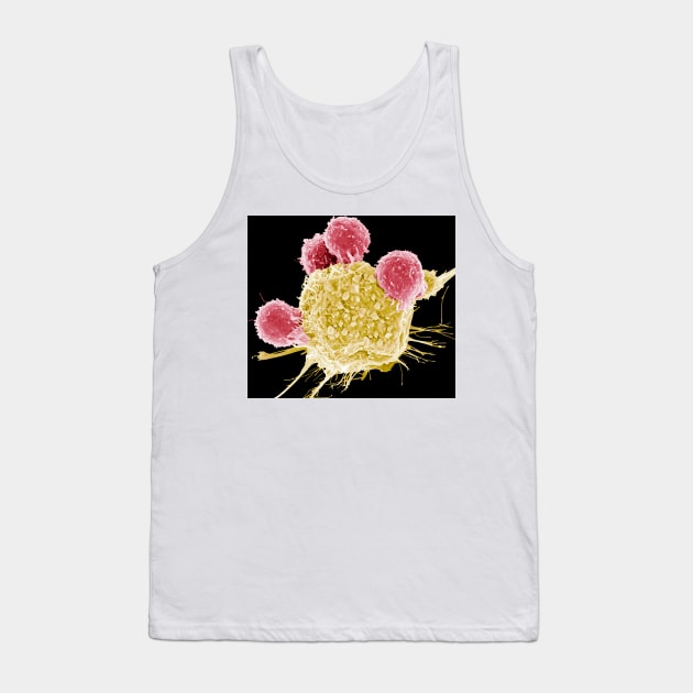 T lymphocytes and cancer cell, SEM (C001/1678) Tank Top by SciencePhoto